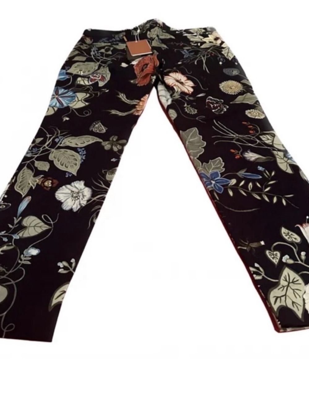 Gucci Black Floral Straight-Leg Jeans with Multicolor Botanicals